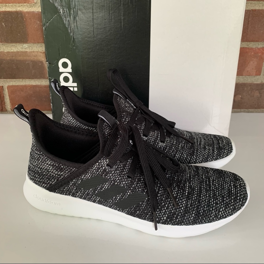 adidas Women's Black and White Knit Athletic Shoes